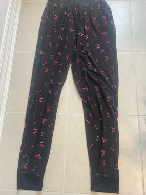 Rose + Vine Black Jogger Pants with Pink Dot Accent